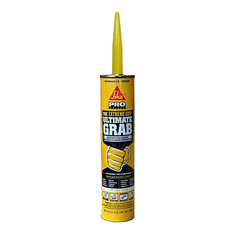 Sika SikaBond - Ultimate Grab Instant Polyurethane Adhesive - Gray - Ideal for Indoor and Outdoor use - Waterproof and Water immersible - 10.1 fl.oz - Image 1